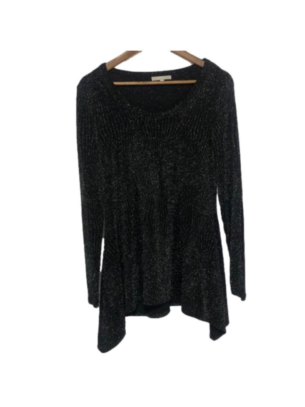 Joan Vass Asymmetrical Metallic Tunic Top Size Large